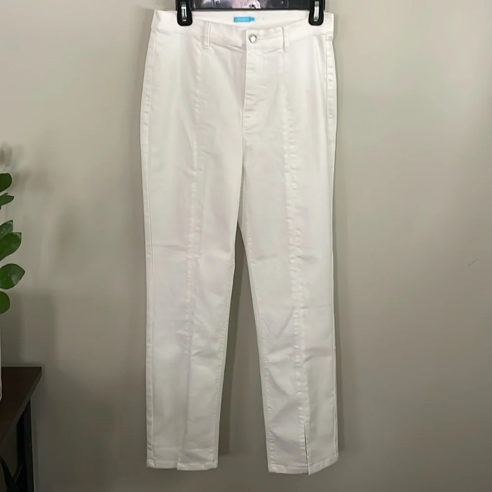 J. McLaughlin Women's Rainey White Front Slit Straight Leg Jeans Size 6 - Picture 1 of 9